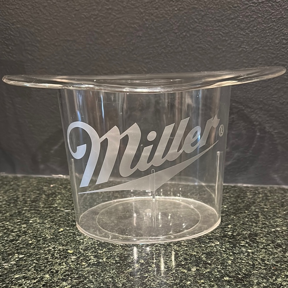 Miller Clear Ice Bucket heavy acrylic party wedding bar decor